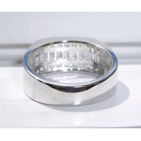 925 STERLING SILVER Men's Channel Set Cubic Zirconia Band Ring - Picture 10 of 16